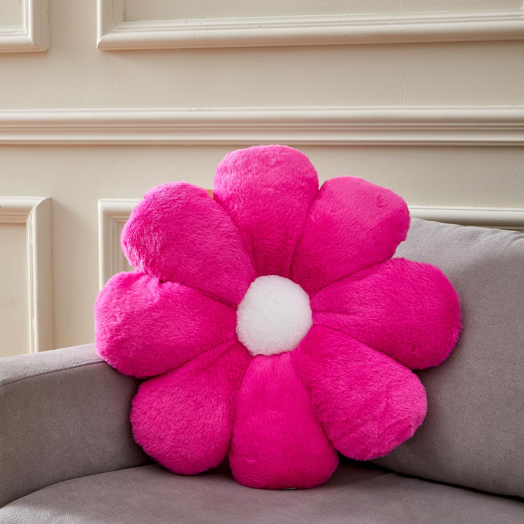 Ailive 17.7In Cute Deep Pink Daisy Flower Shaped Kids Throw Pillow Flower Throw Pillow Floor Pillow Cushion Sunflower Pillow Dec